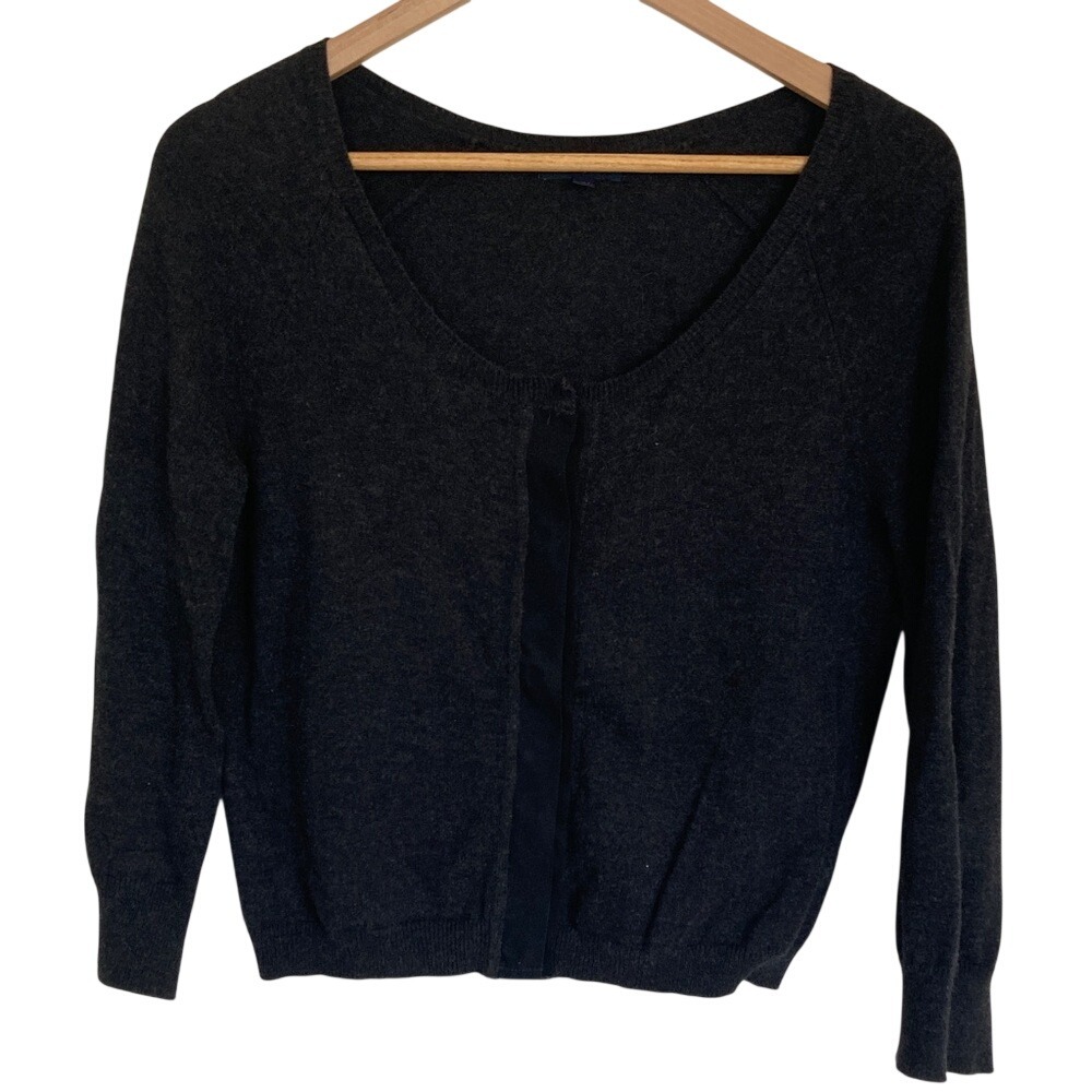 Gap Women's Classic‎ Scoop Neck Sweater Cardigan Charcoal Size M Cotton Cashmere